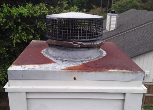 Rusted chase pan before replacement